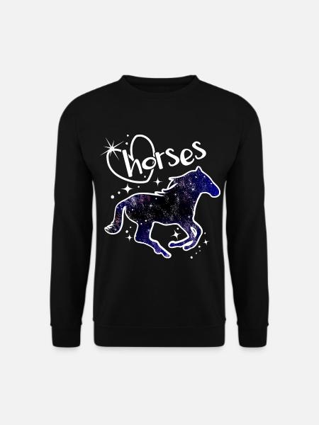 Pferde Galaxy Ich liebe Pferd Motiv mit Sternen - Unisex Pullover - Schwarz