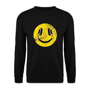 Music headphones smile - Unisex Sweatshirt - black - Front - Alina (178cm) & Michal (187cm)
