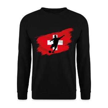 Fussball Schweiz Kicker Flagge Ballsport Team Fan - Unisex Pullover - Schwarz - Vorne - Alina (178cm) & Michal (187cm)