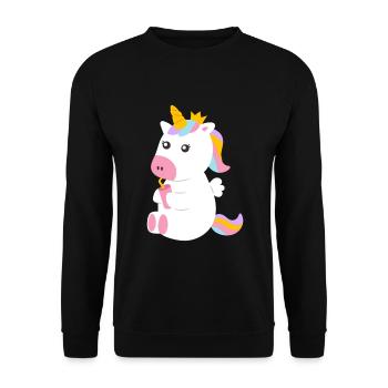 Licorne assise sucrée avec boisson - Sweat-shirt Unisexe - noir - Devant - Alina (178cm) & Michal (187cm)