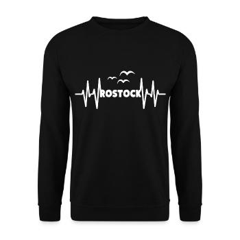 ROSTOCK Herzschlag Hansestadt - Unisex Pullover - Schwarz - Vorne - Alina (178cm) & Michal (187cm)