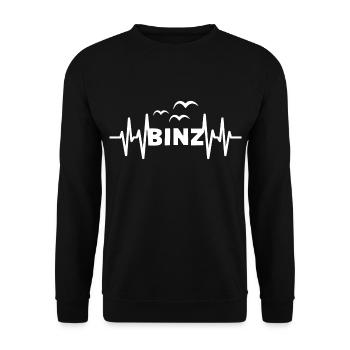 BINZ Herzschlag Ostsee Liebe - Unisex Pullover - Schwarz - Vorne - Alina (178cm) & Michal (187cm)