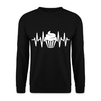 Cupcake Love Cake Heartbeat - Unisex Sweatshirt - black - Front - Alina (178cm) & Michal (187cm)