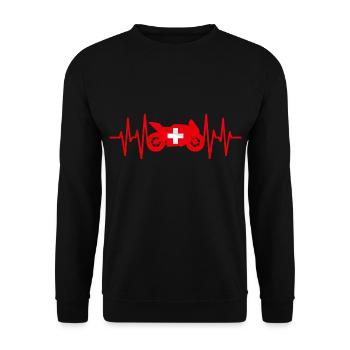Motorrad Herzschlag Schweiz Motorsport Liebe - Unisex Pullover - Schwarz - Vorne - Alina (178cm) & Michal (187cm)