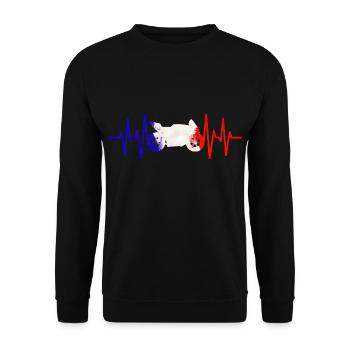 Motorrad Herzschlag Frankreich Motorsport Liebe - Unisex Pullover - Schwarz - Vorne - Alina (178cm) & Michal (187cm)
