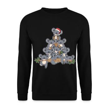 Weihnachts Baum Koala mit Lichtern Pinguin Spaß - Unisex Pullover - Schwarz - Vorne - Alina (178cm) & Michal (187cm)