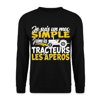 j'aime les tracteurs et les apéros - Sweat-shirt Unisexe - noir - Devant - Alina (178cm) & Michal (187cm)