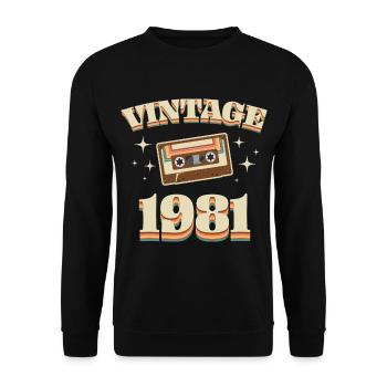 1981 born vintage vintage gift idea retro - Unisex Sweatshirt - black - Front - Alina (178cm) & Michal (187cm)