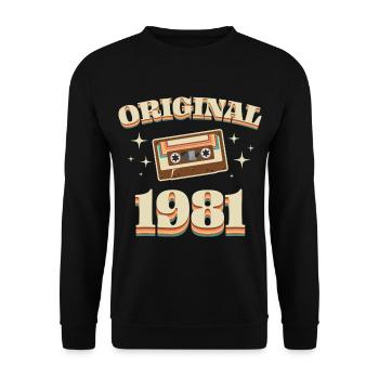1981 born vintage vintage gift idea retro - Unisex Sweatshirt - black - Front - Alina (178cm) & Michal (187cm)