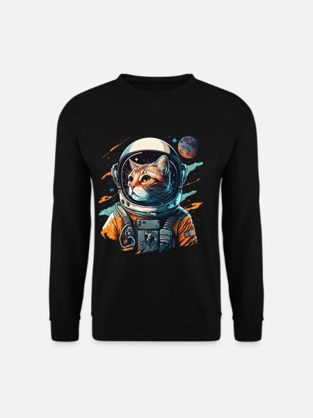 Katze im Raumanzug im Weltall. Mietze Haustier - Unisex Pullover - Schwarz