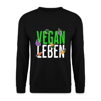 Vegan Leben Geschenk Idee - Unisex Pullover - Schwarz - Vorne - Alina (178cm) & Michal (187cm)