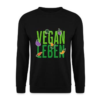 Vegan Leben Geschenk Idee - Unisex Pullover - Schwarz - Vorne - Alina (178cm) & Michal (187cm)