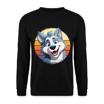 Husky chien traîneau chien race dessin animé d’hiver - Sweat-shirt Unisexe - noir - Devant - Alina (178cm) & Michal (187cm)