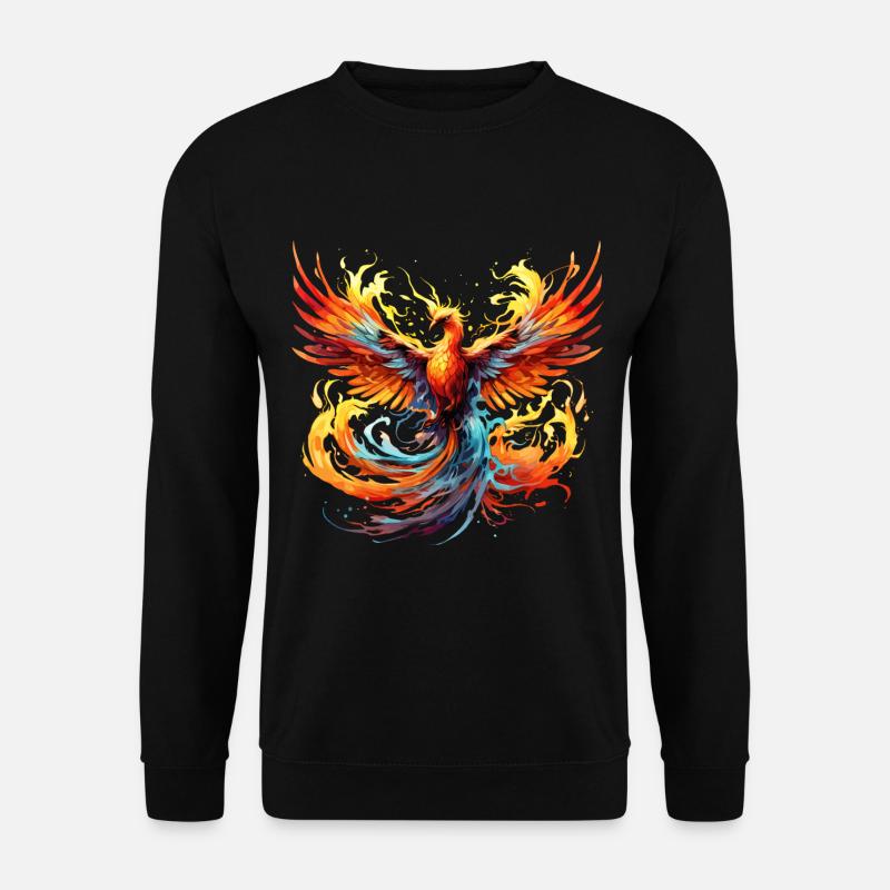 Phönix Phoenix Feuer Flammen Vogel Mythologie - Unisex Pullover - Schwarz