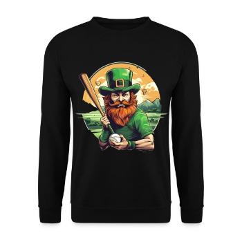 St. Patrick's Day Shamrock Baseball - Unisex Sweatshirt - black - Front - Alina (178cm) & Michal (187cm)