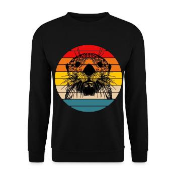 Vintage Sunset Sea Otter Retro 2 - Unisex Sweatshirt - black - Front - Alina (178cm) & Michal (187cm)
