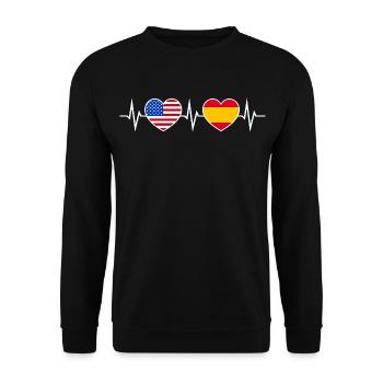Espagne USA Amérique Battement de cœur Amour Amitié - Sweat-shirt Unisexe - noir - Devant - Alina (178cm) & Michal (187cm)