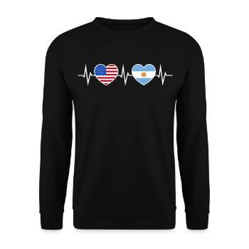 Argentine USA Heartbeat Amour Amitié - Sweat-shirt Unisexe - noir - Devant - Alina (178cm) & Michal (187cm)