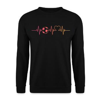 Fußballer Fußball Herzschlag Fußballspieler - Unisex Pullover - Schwarz - Vorne - Alina (178cm) & Michal (187cm)