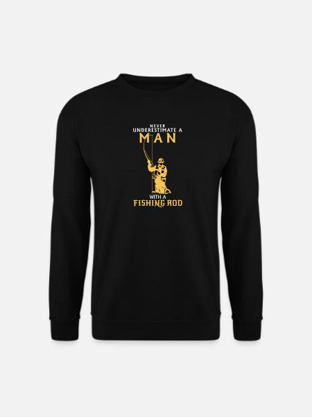 UNTERSCHÄTZE NIEMALS EINEN MANN MIT ANGELRUTE! - Unisex Pullover - Schwarz