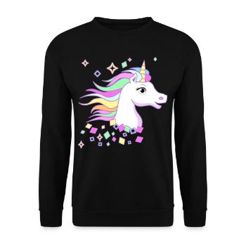Douce Licorne avec des diamants, des étoiles et de beaux yeux - Sweat-shirt Unisexe - noir - Devant - Alina (178cm) & Michal (187cm)