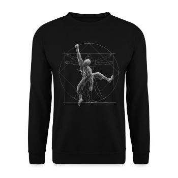 Climbing Vitruvian man boulderer gift - Unisex Sweatshirt - black - Front - Alina (178cm) & Michal (187cm)