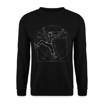 Freeclimber vitruvianisch Klettern Bouldern - Unisex Pullover - Schwarz - Vorne - Alina (178cm) & Michal (187cm)