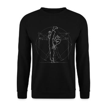 Round Kick Kampfsport Vitruvianischer Tae Kwon Do - Unisex Pullover - Schwarz - Vorne - Alina (178cm) & Michal (187cm)