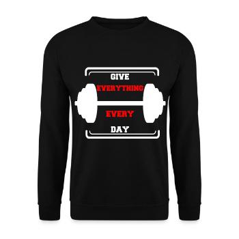 motivation fitness dumbbell training muscle building - Unisex Sweatshirt - black - Front - Alina (178cm) & Michal (187cm)
