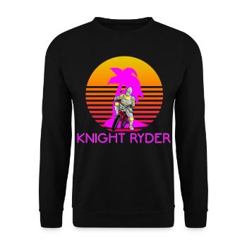 KNIGHT RYDER - MEDIEVAL BMX BIKER RETRO SUNSET 80s - Unisex Pullover - Schwarz - Vorne - Alina (178cm) & Michal (187cm)