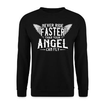 biker saying angel wings - Unisex Sweatshirt - black - Front - Alina (178cm) & Michal (187cm)