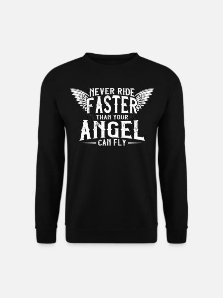 biker spruch engel flügel - Unisex Pullover - Schwarz