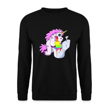 Unicorn Unicorn spit puke gift T-shirt - Unisex Sweatshirt - black - Front - Alina (178cm) & Michal (187cm)