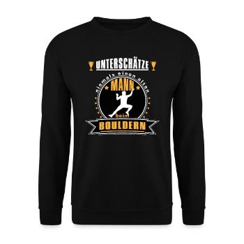 Alter Mann Bouldern - Unisex Pullover - Schwarz - Vorne - Alina (178cm) & Michal (187cm)