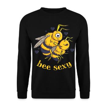 sexy Oberteil, bee sexy, Biene, Bienen, Imker - Unisex Pullover - Schwarz - Vorne - Alina (178cm) & Michal (187cm)