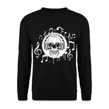 DJ Skull headphones gift skull music notes - Unisex Sweatshirt - black - Front - Alina (178cm) & Michal (187cm)