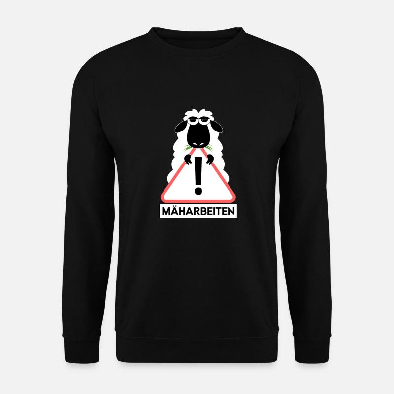 Mäharbeiten Schaf Gras Landschaftspflege lustig - Unisex Pullover - Schwarz
