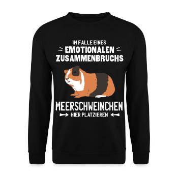Emotionaler Zusammenbruch Meerschweinchen hier - Unisex Pullover - Schwarz - Vorne - Alina (178cm) & Michal (187cm)