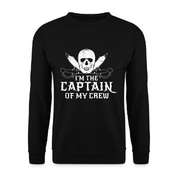 I'm the Captain of my Crew Pirate Saying Gift - Unisex Sweatshirt - black - Front - Alina (178cm) & Michal (187cm)
