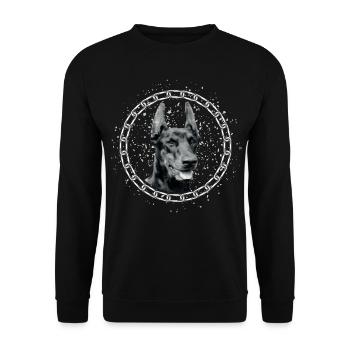 Dobermann as a portrait - Unisex Sweatshirt - black - Front - Alina (178cm) & Michal (187cm)