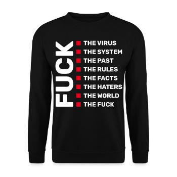 FUCK - FUCK ALL THINGS - Unisex Pullover - Schwarz - Vorne - Alina (178cm) & Michal (187cm)