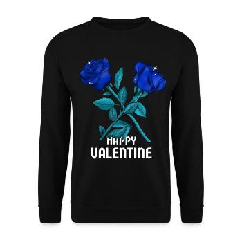 blaue Rose, blaue Rosen, Valentinstag, Besonderes - Unisex Pullover - Schwarz - Vorne - Alina (178cm) & Michal (187cm)