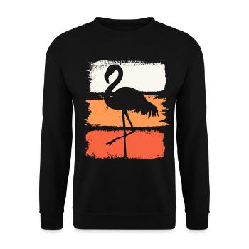 Flamingo Vogel Bunt Exotisch Sommer - Unisex Pullover - Schwarz - Vorne - Alina (178cm) & Michal (187cm)