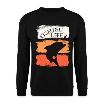 Pêcheur Pêcheur Poisson Pêche Vie Hobby - Sweat-shirt Unisexe - noir - Devant - Alina (178cm) & Michal (187cm)