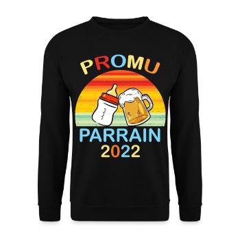 Parrain 2022 Idée Cadeau Annonce Naissance - Sweat-shirt Unisexe - noir - Devant - Alina (178cm) & Michal (187cm)