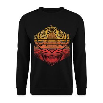 Tiger Animal Predator Wild Wilderness Vintage Retro - Unisex Sweatshirt - black - Front - Alina (178cm) & Michal (187cm)