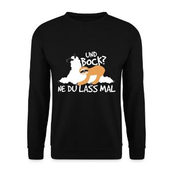 Faulenzen Chillen lustiges Motiv Faultier Spruch - Unisex Pullover - Schwarz - Vorne - Alina (178cm) & Michal (187cm)