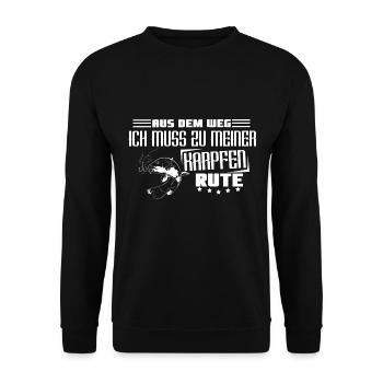 Karpfen angeln Angelshirt Geschenk Angelliebe - Unisex Pullover - Schwarz - Vorne - Alina (178cm) & Michal (187cm)