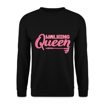 Coole Frauen gehen walken Spruch Sport Geschenk - Unisex Pullover - Schwarz - Vorne - Alina (178cm) & Michal (187cm)