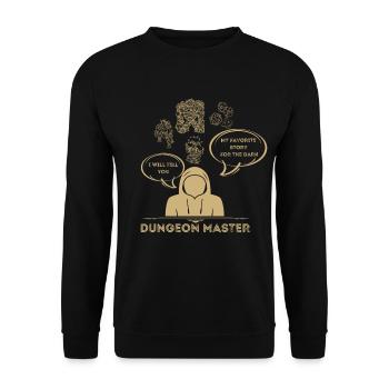 "I WILL TELL YOU" | Dungeon n Dragons, DSA, RPG - Unisex Pullover - Schwarz - Vorne - Alina (178cm) & Michal (187cm)